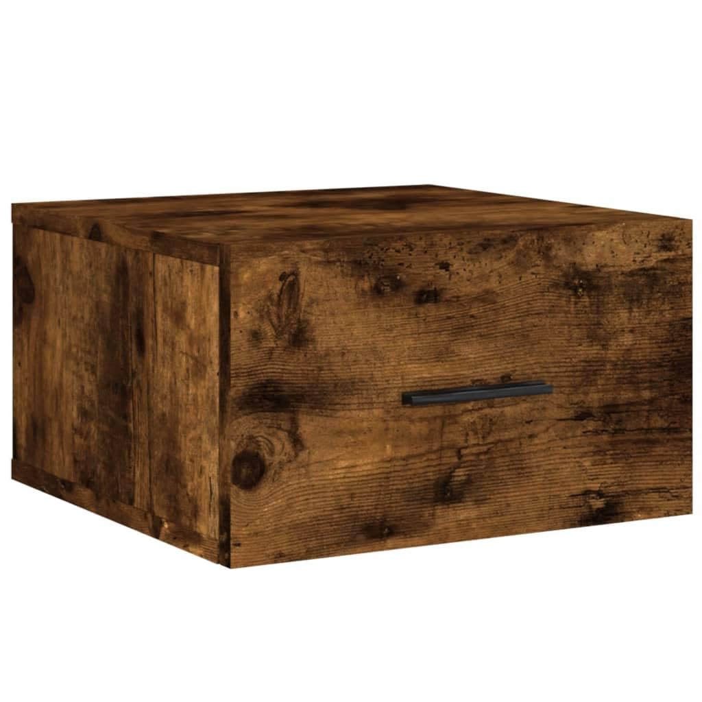 Table de chevet murale bois chêne fumé 35cm parfaite pour désencombrer un couloir étroit