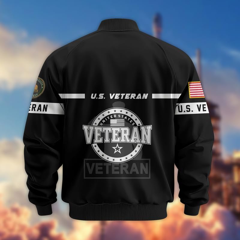 Veteran Bomber Jacket - United States Military Bomber Jacket Men, Waterproof Coat, Veterans Day Gifts, Father's Day Gift