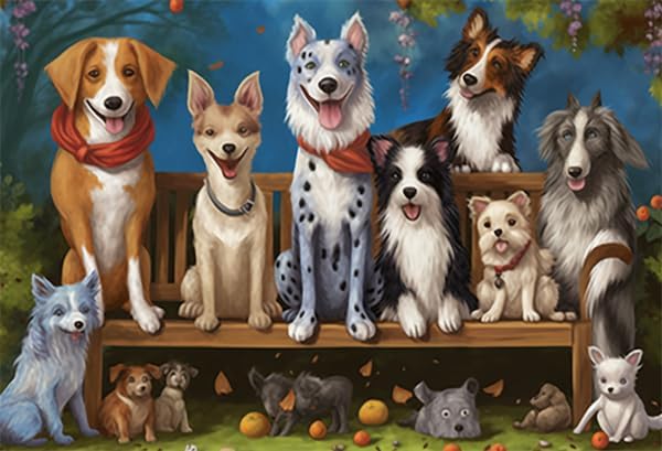 Puzzles for Adults and Family 1000 Pieces Jigsaw Puzzles Dogsparty Formation Wooden Unique Design Art, Difficult Indoor Challenge 29.5'' x 19.6''