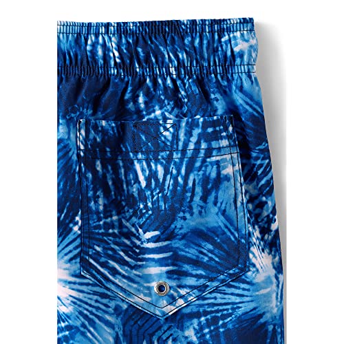 Lands' End Mens 8 Inch Volley Swim Trunk Deep Sea Navy Tie Dye Palm Regular Small #TOP4