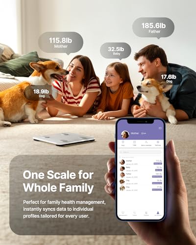 FITINDEX Smart Scale for Body Weight, FSA&HSA Eligible, Scale with BMI, Body Fat, Muscle Mass, Bluetooth,13 Body Composition Analyzer, Sync APP, Digital Bathroom, 400lb, White - Image 5