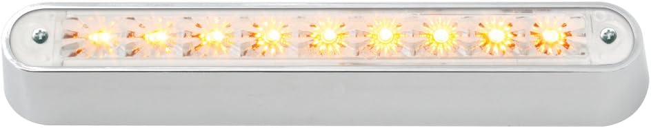 GG Grand General 76091 6.5 Inches Amber/Clear 9 LED Light Bar with Chrome Plastic Base Mount