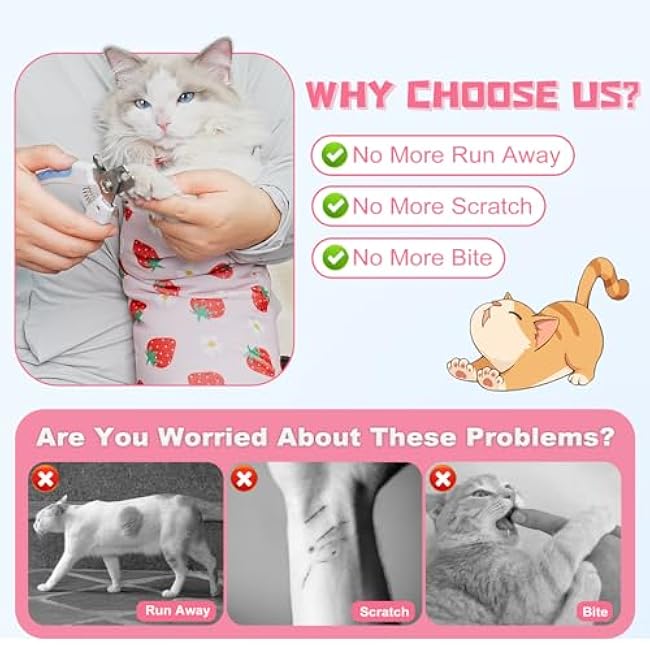 Supet Cat Grooming Wrap for Cutting Nails, 2025 Self-Adherent Cat Wrap, Anti-Escape Calming Cat Swaddle Wrap for Medicine, Nail Clipping, Teeth Brushing, Ear Cleaning-PO0khRhU