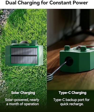 4 Pack Solar Powered Ultrasonic Animal Repellent Outdoor, Motion Activated Deer Repellent Devices with Flashing Lights, Waterproof Cat Repellent Outdoor, Repels Dog, Raccoon, Coyote for Garden & Lawn - 3