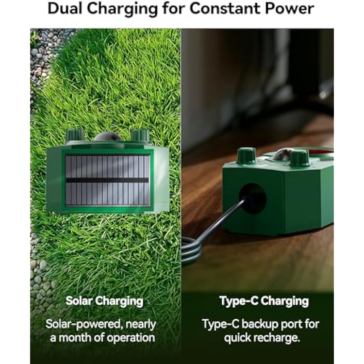 4 Pack Solar Deer Repellent Devices with Motion Sensor & LED Lights, Waterproof Cat Repellent Outdoor, Ultrasonic Animal Repeller Repels Dog, Raccoon, Skunk, Coyote for Garden, Yard & Lawn