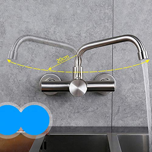 Fregadero de lavandería y cocina con grifo de pared giratorio de acero 7