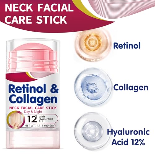 Krmspe Retinol Face Stick, Retinol & Collagen Firming Serum Stick with Hyaluronic Acid Neck Facial Care Day & Night Lifting & Firming Anti Wrinkle Moisturizer Balm Cream for All Skin Types 1.41OZ