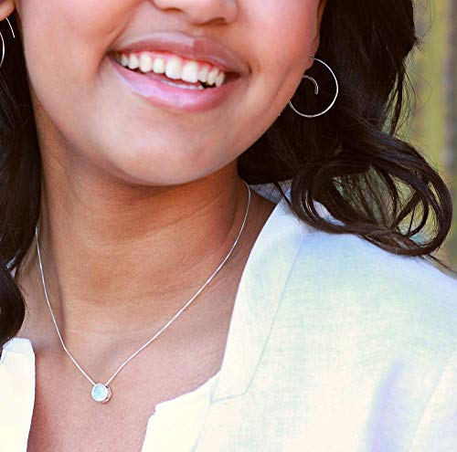Silver Slider Solitaire Necklace, 16" Or 18" Box Chain; Garnet Birthstone Pendant Gemstones For Women By Lotus Stone Design (16.00, Garnet) #TOP2