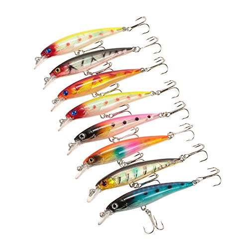 DECDEAL 43pcs Assorted Tamanho Minnow Fly Fishing Lures Pencil Popper Crankbaits Carp Fishing Wobble