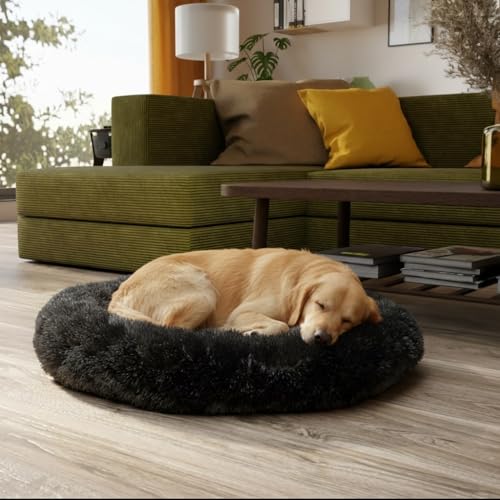 BENNO® Hundebett BALU 70x70x16 cm in Donutform, Kuschelbett aus Polyester mit Polypropylen-Füllung, waschbar, rutschfestes Unterteil, inkl. Kauknochen