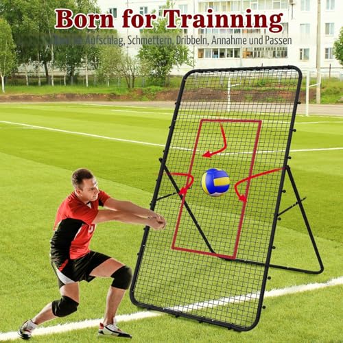 LIANTRAL Volleyball Rebounder Netz, 2,2 x 1,2 m, Volleyball-Trainingsgerät mit Schlagzone für Lacrosse Baseball Sportübungen, verstellbares Volleyballnetz für Hinterhof, drinnen und draußen, Schwarz