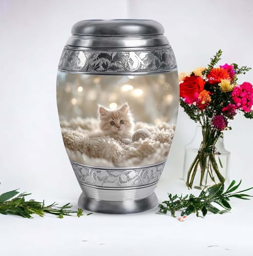 Image of Cat Cremation Urn - 10 Inch - Large Urns for Human Ashes Adult Male Memorial - Memorial Urns for Human Ashes Adult Female with Cats - Kitten Urn for Burial