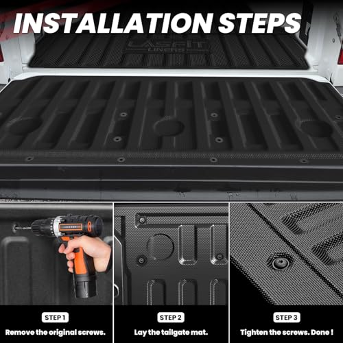 Image of LASFIT Truck Tailgate Mat for Ford Maverick 2026 2025 2024 2023 2022 Hybrid & Gasoline Truck Bed (Not Fit Drop-in Liners) Custom Fit All Weather Protector TPE Easy-Clean Tailgate Liner,1pc Black