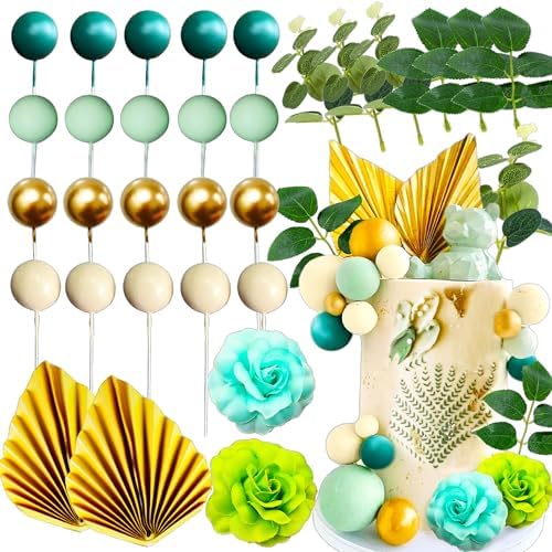 JeVenis Boho Cake Decoration Rose Cake Decoration Boho Birthday Party Supplies Palm Leaves Cake Decoration Boho Rainbow Cake Decoration Balls Cake Decoration