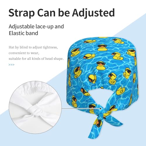 Image of Working Cap Scrub Cap with Sweatband | Adjustable Nurse Surgical Caps, for Men Women, Tie Back Hat
