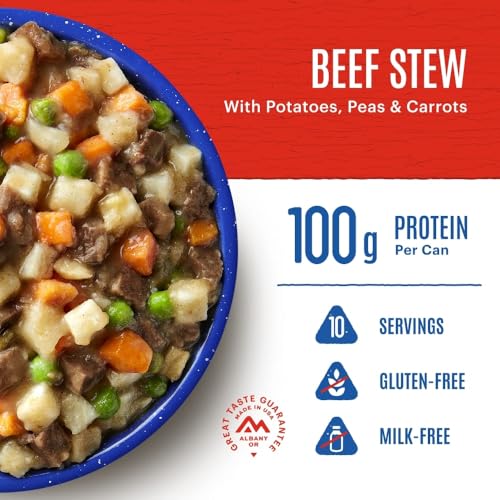 Mountain House Freeze-Dried Beef Stew(Gravy with Beef, Potatoes, Carrot & Peas) #10 Can Hunting, Camping Food Backed by a 30-Year Taste Guarantee Emergency Survival Food Gluten Free Pack of 6