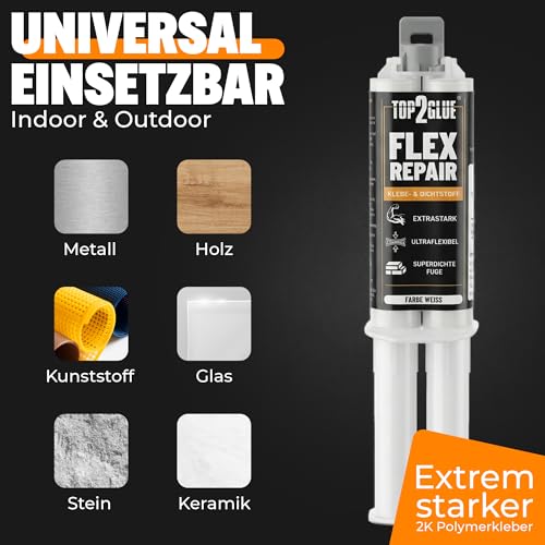 MS Polymer Montagekleber 35g / 4 Mischdüsen – 2 Komponenten Kleber extra stark – Metallkleber, Kunststoffkleber & Karosseriekleber – 2k Kleben statt Bohren – vibrationsfest (schwarz)