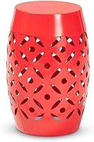 Vista 1 de Baxton Studio Hallie - Mesa auxiliar moderna y contemporánea de metal con acabado rojo