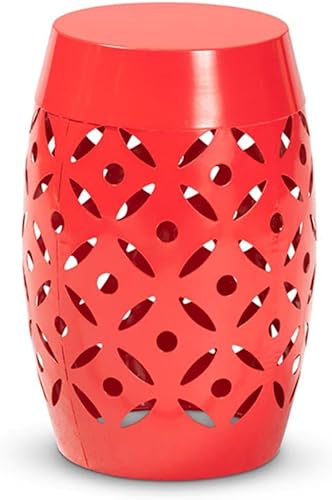 Baxton Studio Hallie - Mesa auxiliar moderna y contemporánea de metal con acabado rojo