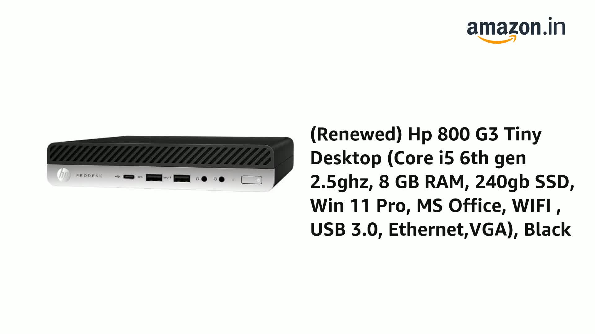 Refurbished) Hp 800 G3 Tiny Desktop (Intel Core i5 6th gen 2.5ghz