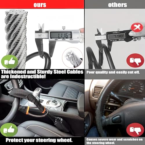 Wheel Lock Seat Belt Lock Universal Anti Theft Device Car Lock Theft Prevention with 3 Keys for Car Security Fit Most Vehicles Truck SUV Van (Black) - Thumbnail 4