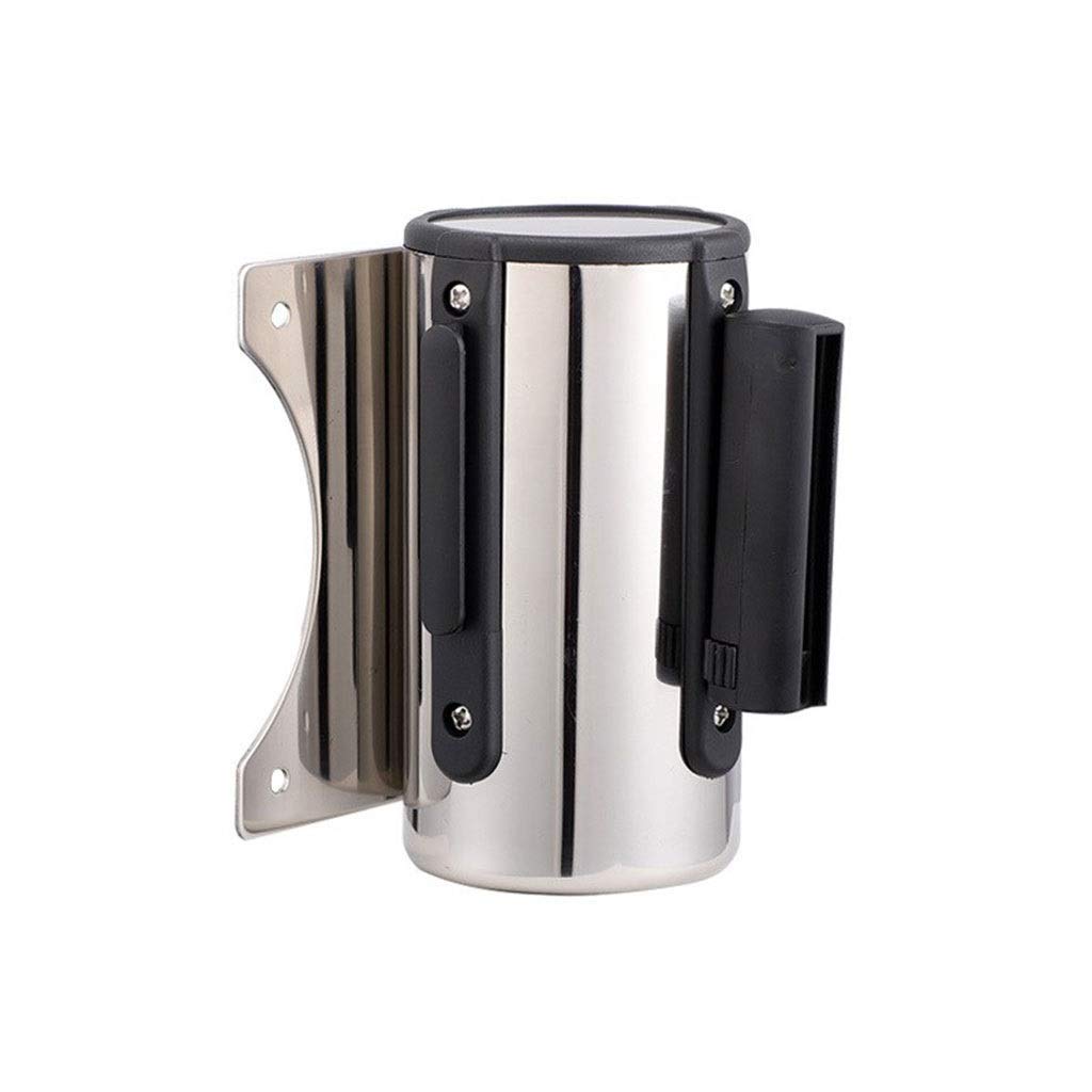 MoreiH Barrier Belt, Safety Belt Wall Mount Retractable Belt Barrier with Stainless Steel Case, Crowd Control Queue Barriers/Black Belt/9.8Ft/3M
