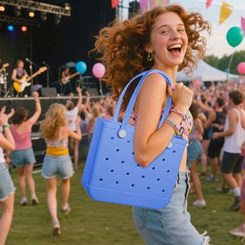 Beach Bag Rubber Tote Bag, Waterproof Travel Bag for Women Washable Sandproof Vacation Essentials for Summer Swim Cruise4