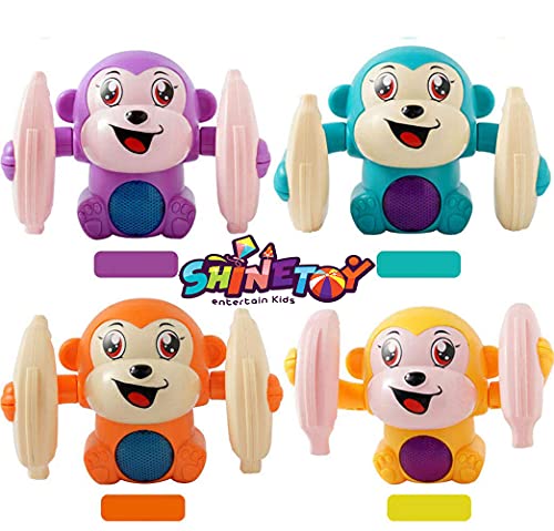Image of SHINETOY Rolling Banana Monkey Toys with Voice /Touch Sensor On Dancing Monkey Dancing Toy for Kids Rolling Electric Monkey for Children Doll Tumble Monkey Toy with Sound - Multi Color