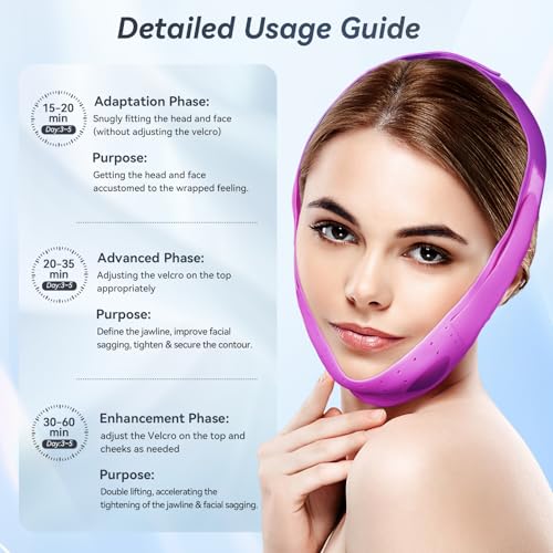 V-Line Face Lifting Mask, Double Chin Reducer Chin Support Strap Face Mask (Purple)