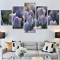 SIGNWIN 5 Panel Canvas Wall Art Modern Art Bouquet Colorful Cool Floral Group Multicolor Photography Realism Romantics for Home Decorations Ready to Hang - 60