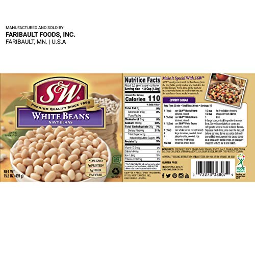 S & W • Canned Navy Beans (12 Pack), Vegan, Non-Gmo, Natural Gluten-Free White Bean, Sourced And Packaged In The Usa, 15 Ounce Can #TOP6