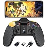 Wuzcon Wireless Controller for iOS, Android, Switch, PC, TV Box, Tesla, Apple Arcade MFi & Cloud Gaming. with Bluetooth/Phone Clip/2.4G Receiver/USB-C Adapter/Turbo/Vibration/6-Axis Gyro/Extra Dpad