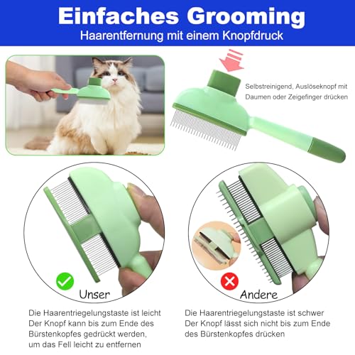 FOSER Katze Hund Flohkamm, 7 Stück Katzen und Hunde Pflegekamm, Läusekamm (7 Stück - Blau + Grün)