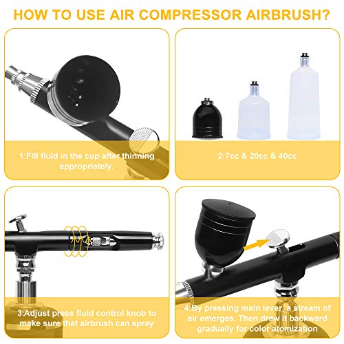 Upgraded Cordless Airbrush Kit,Mini Double-Action Auto Airbrush with Quiet Air Compressor Rechargeable Handheld Airbrush Gun Kit for Makeup,Cake Decoration,Nails Design,Model Coloring,Tattoo - Thumbnail 7