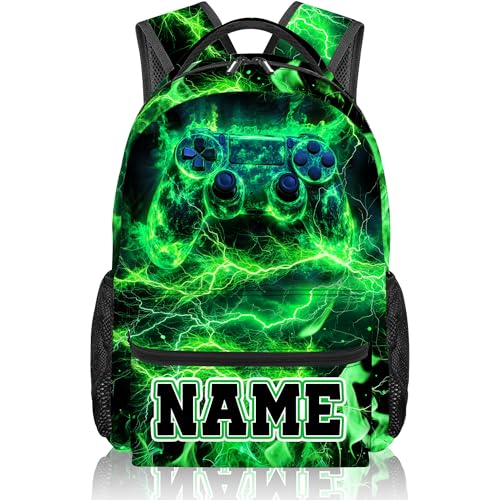 Kids Backpacks for Boys Back to School Gifts for Son Personalized Game Bookbag Supplies with Pockets for Elementary Middle School 17 Inch Custom School Backpacks for Gaming Lovers, 03