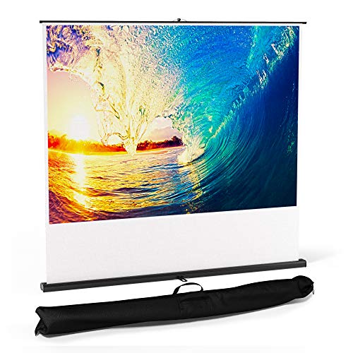 Manual Pull Up Portable Projector Screen 100 inch - Indoor Outdoor Movie Screen HD 16:9 4K - Roll Up Projection Screen with Support Stand- Premium Floor Rising Screen for Home Backyard Theater Office