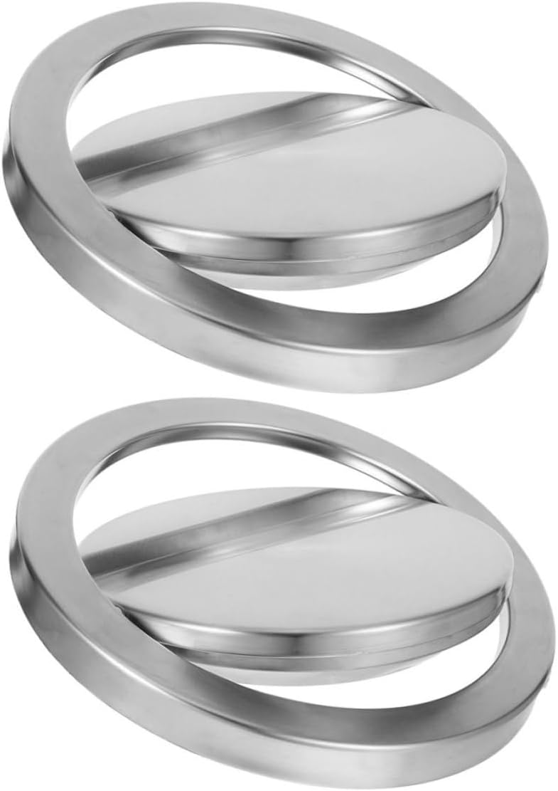 2pcs Stainless Steel Swing Trash Can Lid Flush-mount Cover for Kitchen Countertop Bathroom Waste .5-24cm Opening Metal Flip Lid for Home and Hotel Use