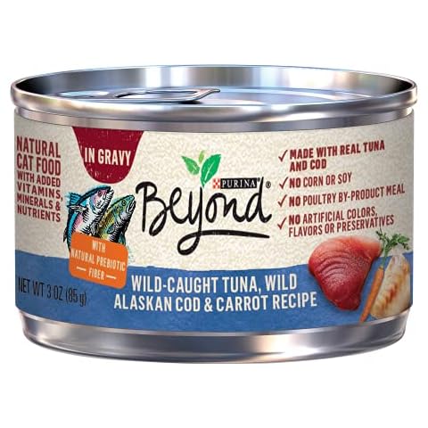 Purina Beyond Wild-Caught Tuna, Wild Alaskan Cod and Carrot Recipe In Wet Cat Food Gravy - (12) 3 oz. Cans Cover