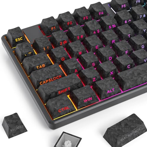Image of Fogruaden PBT Keycaps Set, Cherry Profile Custom Keycap for Mechanical Keyboard Keycaps(CarbonBlack)