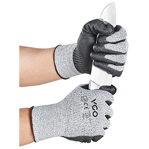 Vgo... 1 Pair Cut Resistant Gloves,HPPE Anti-Cut Liner,Hand Protection,EN388 level C,ANSI Level 3(Size L,Grey,SK2131) Cover