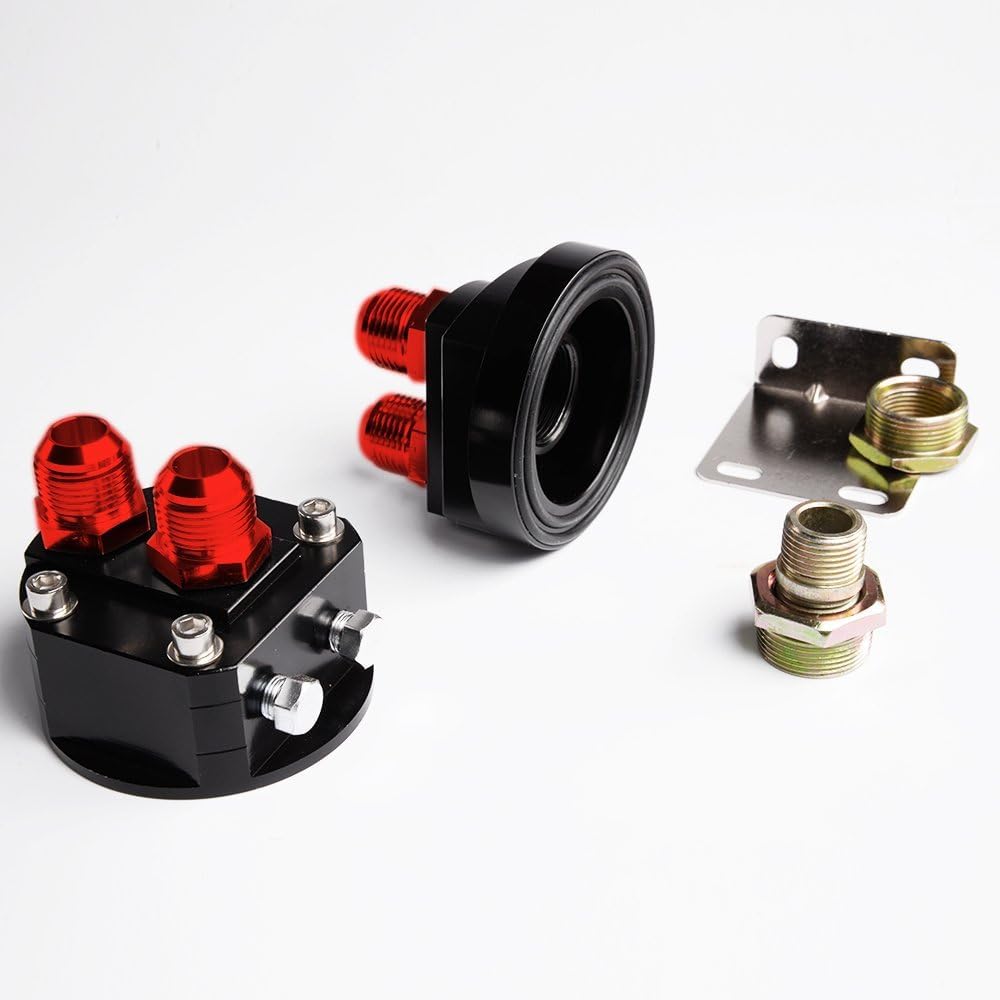 G-PLUS 10 Row AN10 Black Universal Engine Transmission Oil Cooler Kit Oil Filter Relocation Kit