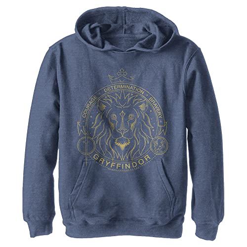 Harry Potter Warner Brothers and the Deathly Hallows Gryffindor Line Art Symbol Youth Pullover Hoodie Navy Blue Heather by Harry Potter - Used condition - US$7.67
