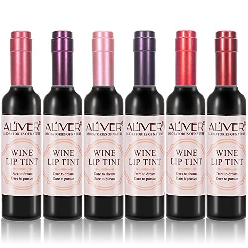 6 Colors/Set Wine Bottle Lip Stain, Liquid Lipstick, Lady Long Lasting Waterproof Make Up Lip Gloss, Matte Wine Stain Lip Tint, Girls Women Make Up Gift Set