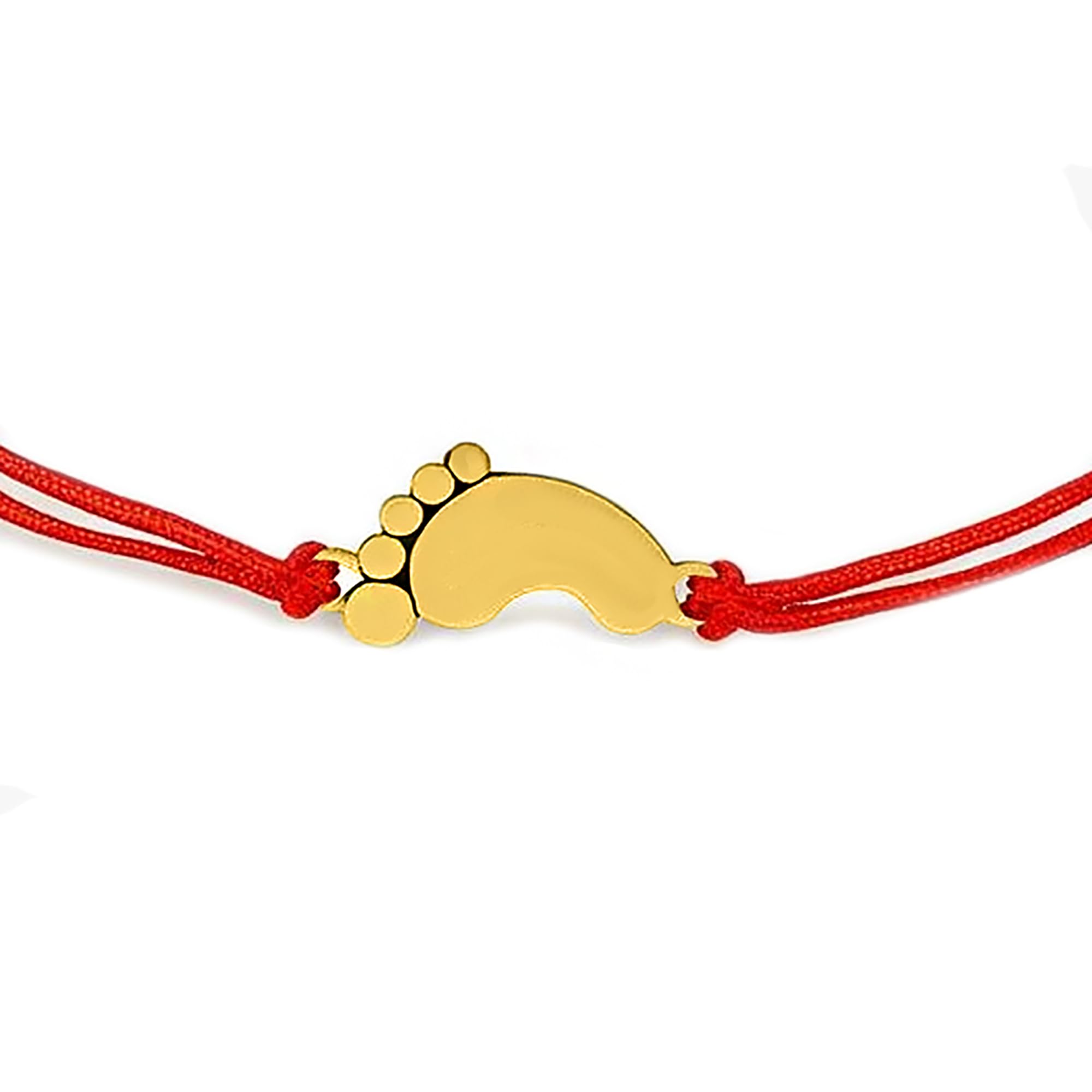 585 Gold Armband für Damen mit Babyfüßen 14K Goldarmband 16-20 cm Rot Band Geflochtene Freundschaftsbänder