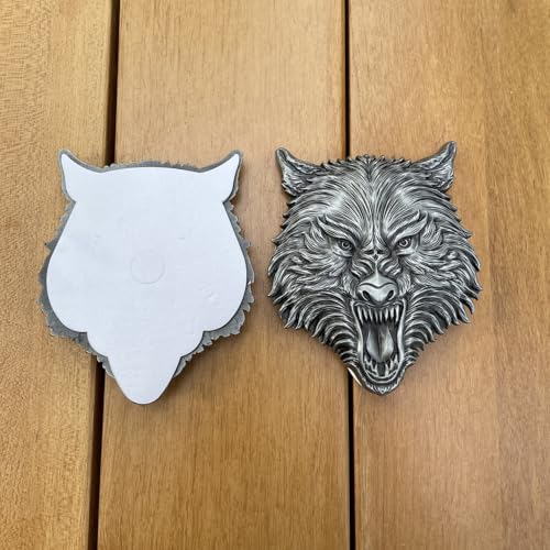 Image of Wolf Head Metal 3D car Emblem (Silver Sticker)