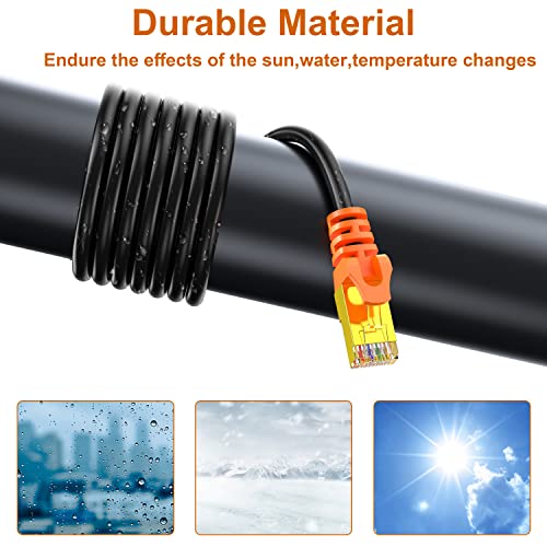 Nc Xqin Cat 7 Outdoor Ethernet Cable 130 Ft, Cat 7 Heavy Duty Double Shielded Ethernet Patch Cable Waterproof Ethernet Cable For Ethernet Switch, Ip Camera, Poe And More Direct Burial Ethernet Cable #TOP1