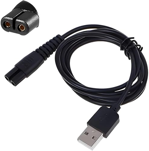 KEMEI Cable cargador de maquinilla de afeitar y cortapelos Cable cargador recargable USB Razor doble boca redonda