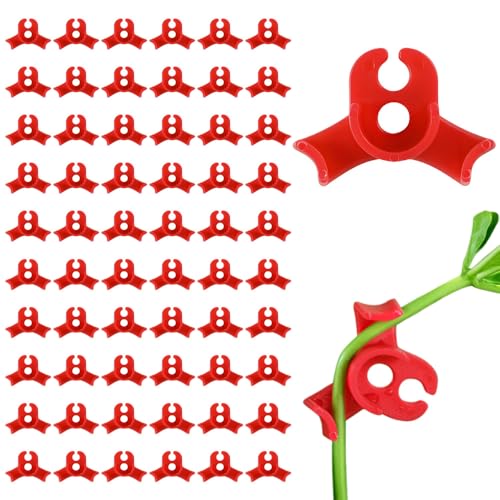 linastu 60PCS Plant Training Clips, 90 Degrees Bud Trainer Clips Low Stress Training Clips Bud Bender for Plant Gardening (Red)