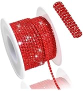 FULZTEY 10 Yards Rhinestone Strips Rhinestone Trim for Dresses Decoration 2 mm Red Diamond Trim S...