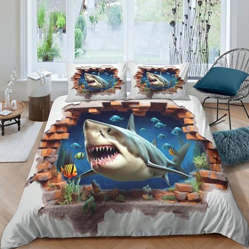 Parure de lit requins en microfibre premium housse de couette douce 3D - 2